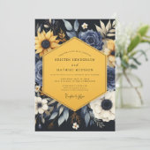 Marine Gouden Botanische Bruiloft Kaart (Staand voorkant)