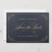 Marine gouden elegante kalligrafie save the date (Voorkant)