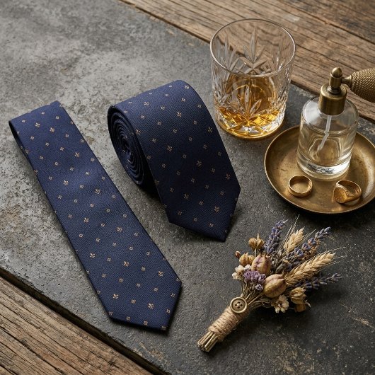 Marine Gouden Fleur-de-Lis Foulard Stropdas