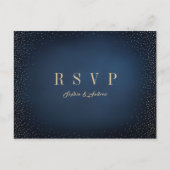 Marine & Gouden Glitter Eenvoudige Bruiloft RSVP Uitnodiging Briefkaart (Voorkant)