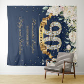 Marine gouden groenbloemige 90e verjaardagsachterg wandkleed (In Situ (horizontaal))