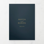 Marine gouden script QR code RSVP foto bruiloft Drieluik Uitnodiging (Cover)