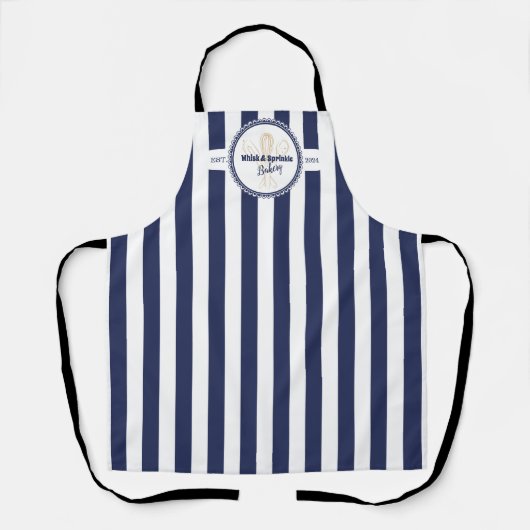 Marine & Gouden Whisk Chef Catering Bakkerij Schort (Voorkant)