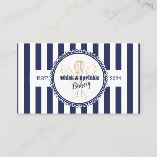 Marine & Gouden Whisk Chef Catering Bakkerij Visitekaartje (Voorkant)