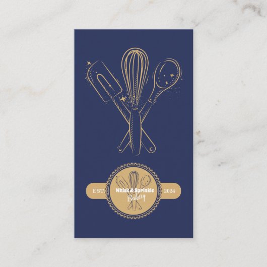 Marine & Gouden Whisk Chef Catering Bakkerij Visitekaartje (Voorkant)