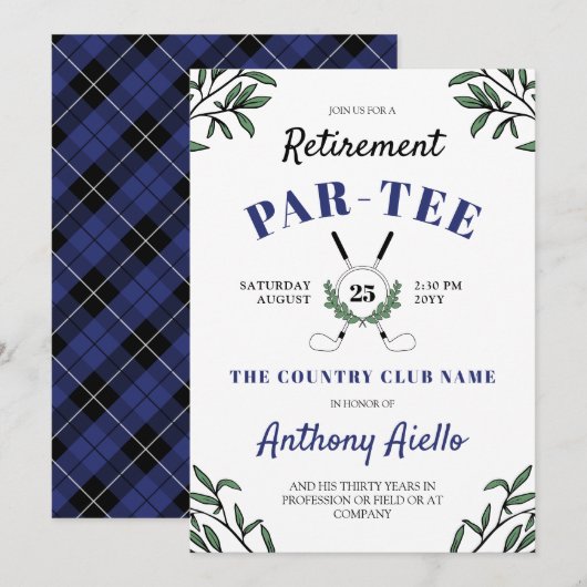 Marine Green Golf Theme Pensioen Party Kaart (Voorkant / Achterkant)