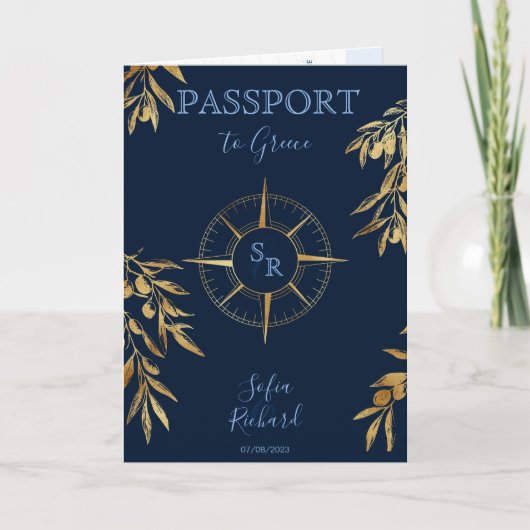 Marine Griekenland Bestemming Trouwpaspoort QR-cod (Voorkant)