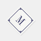 Marine Griekse Sleutelrand Monogram Servet (Hoek)