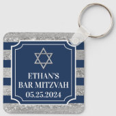 Marine, Grijs Gestreepte Bar Mitzvah Sleutelhanger (Achterkant)