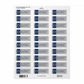 Marine, Grijs, Witte Ster van David Bar Mitswa Etiket (Full Sheet)