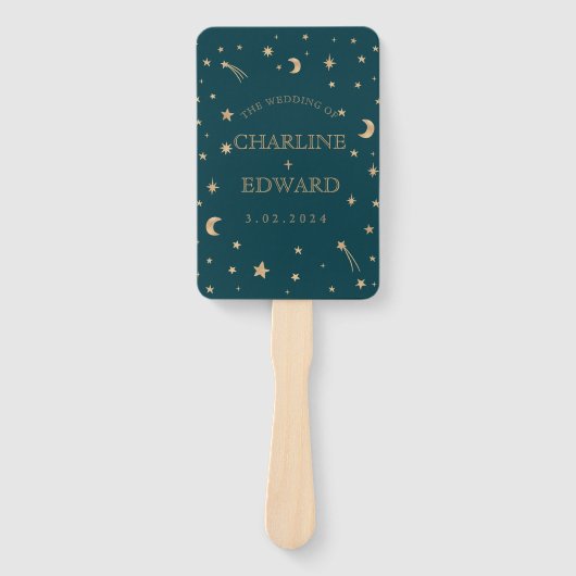 Marine grillige gouden sterren maan programma's br handwaaier (Voorkant)