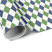 Marine & Groen Argyle Golf Wrapping Papier (Rol Hoek)