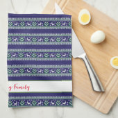 Marine Groen en Wit Fair Isle Kerstmis Theedoek (Quarter Fold)