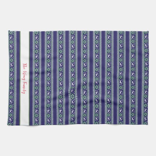 Marine Groen en Wit Fair Isle Kerstmis Theedoek (Horizontaal)