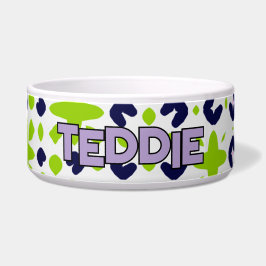 Marine Groen Paarse Speelse Geometrische Ontwerp Voerbakje