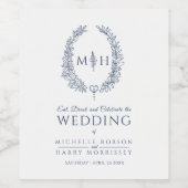 Marine hand getrokken blad monogram kunst bruiloft wijn etiket (Enkel label)