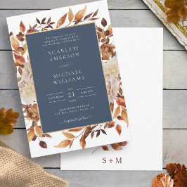 Marine herfst bloemige bruiloft kaart