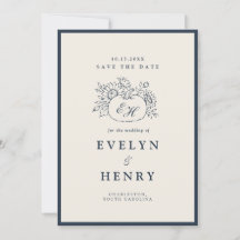 Marine herfst monogram save the date