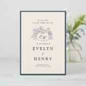 Marine herfst monogram save the date kaart (Staand voorkant)