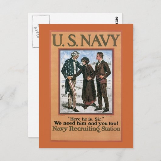 marine Hier is hij, meneer, die poster rekruteert Briefkaart (Voorkant / Achterkant)