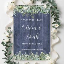 Marine hout eucalyptus save the date | Rustiek