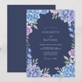 Marine Hydrangea Eucalyptus Bruiloft Kaart (Voorkant / Achterkant)