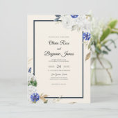 Marine Hydrangea Sage Bruiloft Kaart (Staand voorkant)