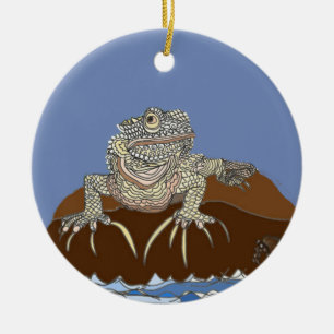 Marine Iguana on Rock met Hermit Crab Keramisch Ornament