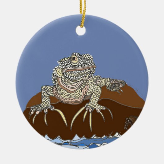 Marine Iguana on Rock met Hermit Crab Keramisch Ornament (Voorkant)