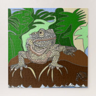 Marine Iguana on Rock met Hermit Crab Legpuzzel