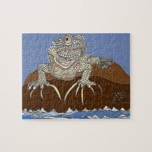 Marine Iguana on Rock met Hermit Crab Legpuzzel (Horizontaal)