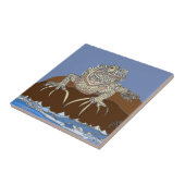 Marine Iguana on Rock met Hermit Crab Tegeltje (Zijkant)