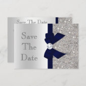 Marine-imitatiehalsband en diamanten zilver Save T Save The Date (Voorkant / Achterkant)
