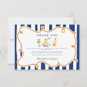 Marine Italiaans eten bruiloft Doodles Bedankkaart (Voorkant)