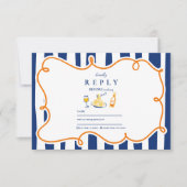 Marine Italiaans eten bruiloft Doodles RSVP Kaartje (Voorkant)