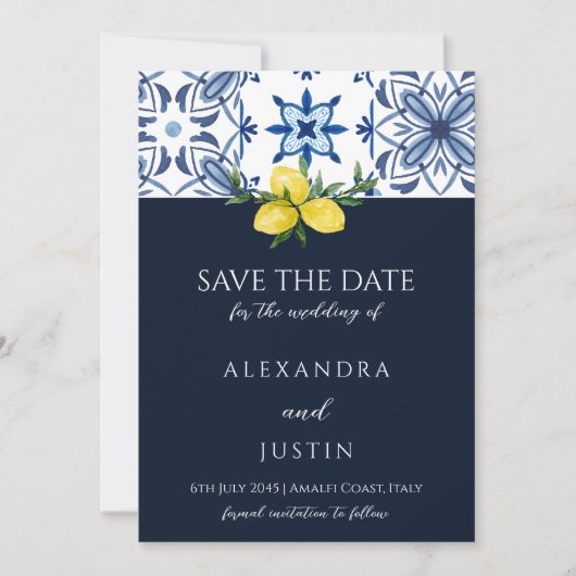 Marine Italiaanse mediterrane bruiloft Save the Da Kaart (Voorkant)
