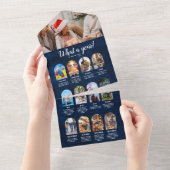 Marine Jaaroverzicht Multi-foto Collage Kerstmis All In One Uitnodiging (Afscheurbaar)