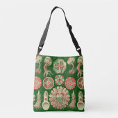Marine Jellyfish Haeckel Illustratie rood en groen Crossbody Tas (Achterkant)