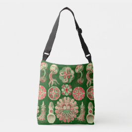 Marine Jellyfish Haeckel Illustratie rood en groen Crossbody Tas
