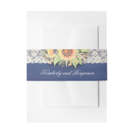 Marine kant en zonnebloemen rustieke bruiloft uitnodigingen wikkel