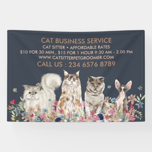 Marine kattenoppasser huisdier spandoek (Horizontaal)