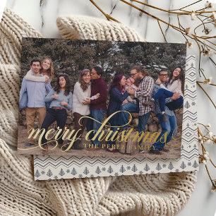 Marine Kerst Patroon Eenvoudige Folie Script Kaart