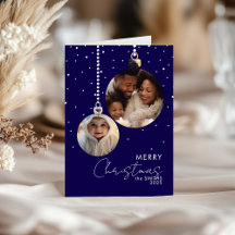 Marine Kerstbal Familie Foto Kerstkaart Met Sneeuw
