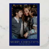 Marine Kerstfoto Gouden Folie Winter Toile Folie Feestdagenkaart (Voorkant)