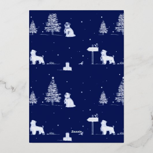 Marine Kerstfoto Gouden Folie Winter Toile Folie Feestdagenkaart (Achterkant)