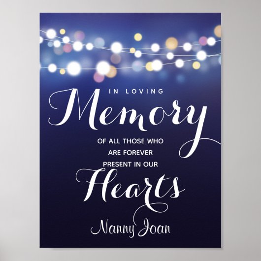 Marine kerstverlichting 'In loving memory' bord Poster (Voorkant)