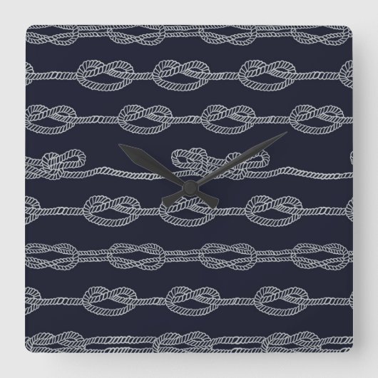 Marine Knots Pattern Vierkante Klok (Voorkant)
