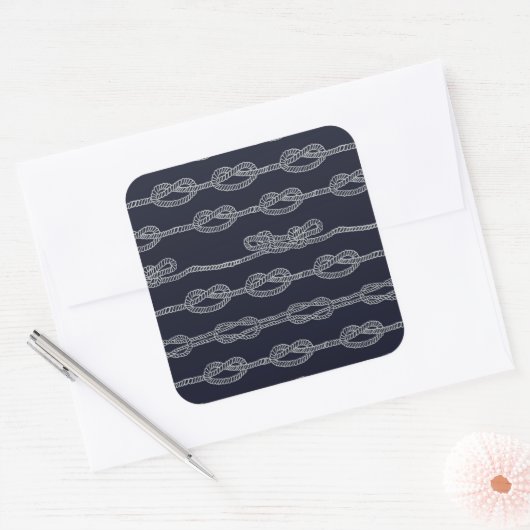 Marine Knots Pattern Vierkante Sticker (Envelop)