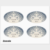 Marine Kolibrie Bloem Bruiloft Bedankt Ovale Sticker (Vel)