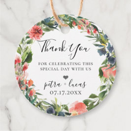 Marine-koraal botanische bloemenslingers bedankjes labels